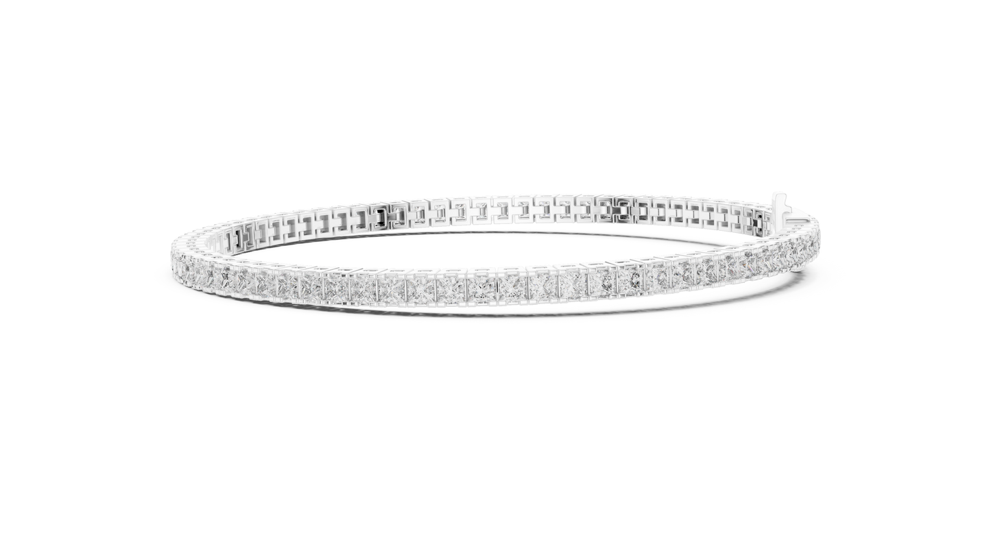 Rose Gold Princess-Cut Diamond Tennis Bracelet – Timeless Luxury