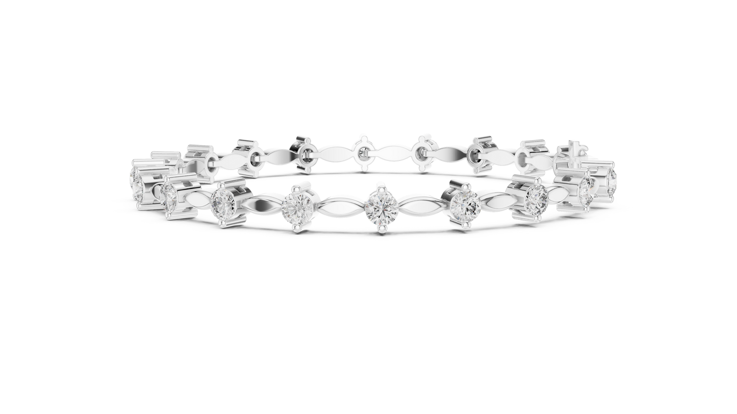 Round Diamond Link Bracelet in 14K Rose Gold