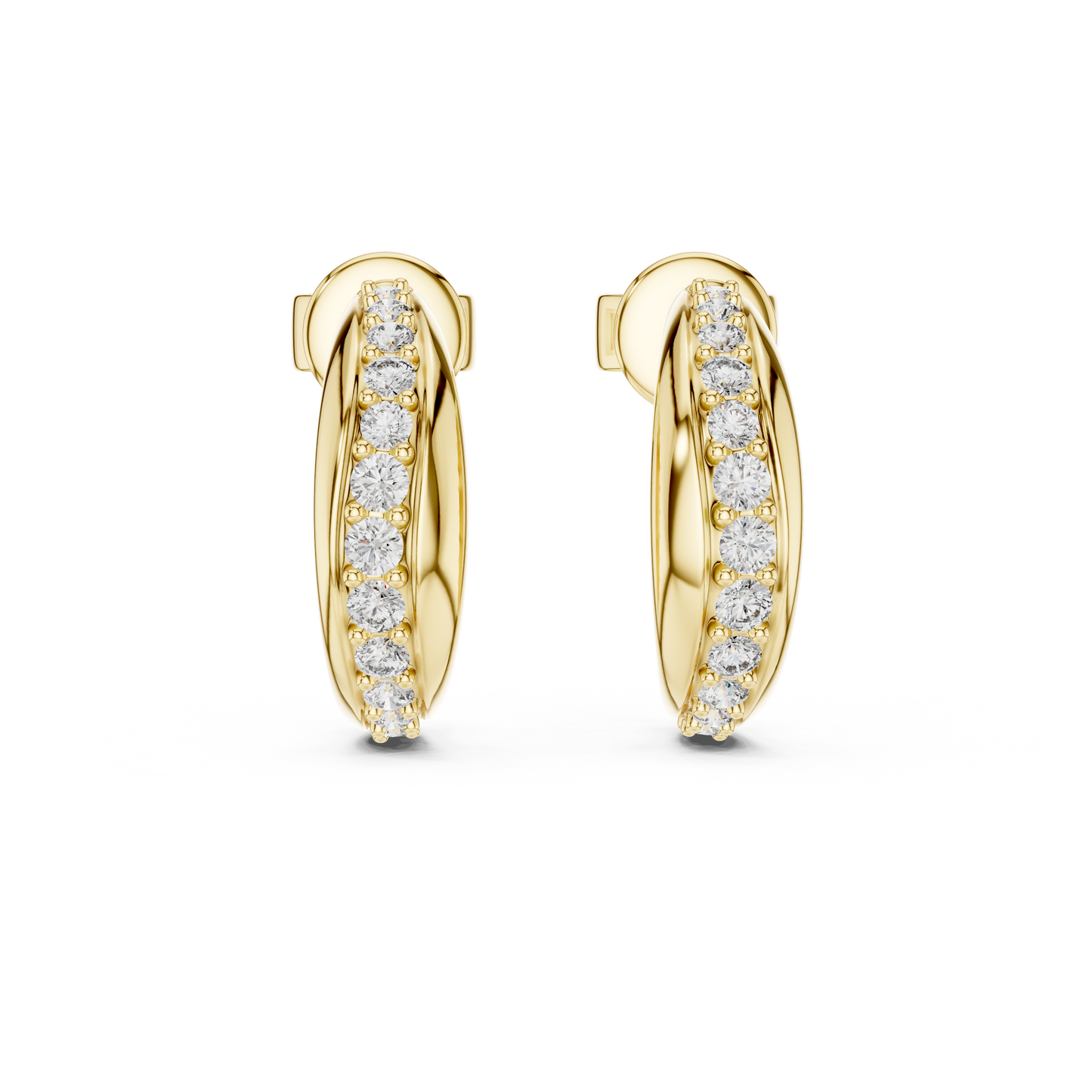 Rose Gold Diamond Half-Hoop Earrings – Classic Radiance