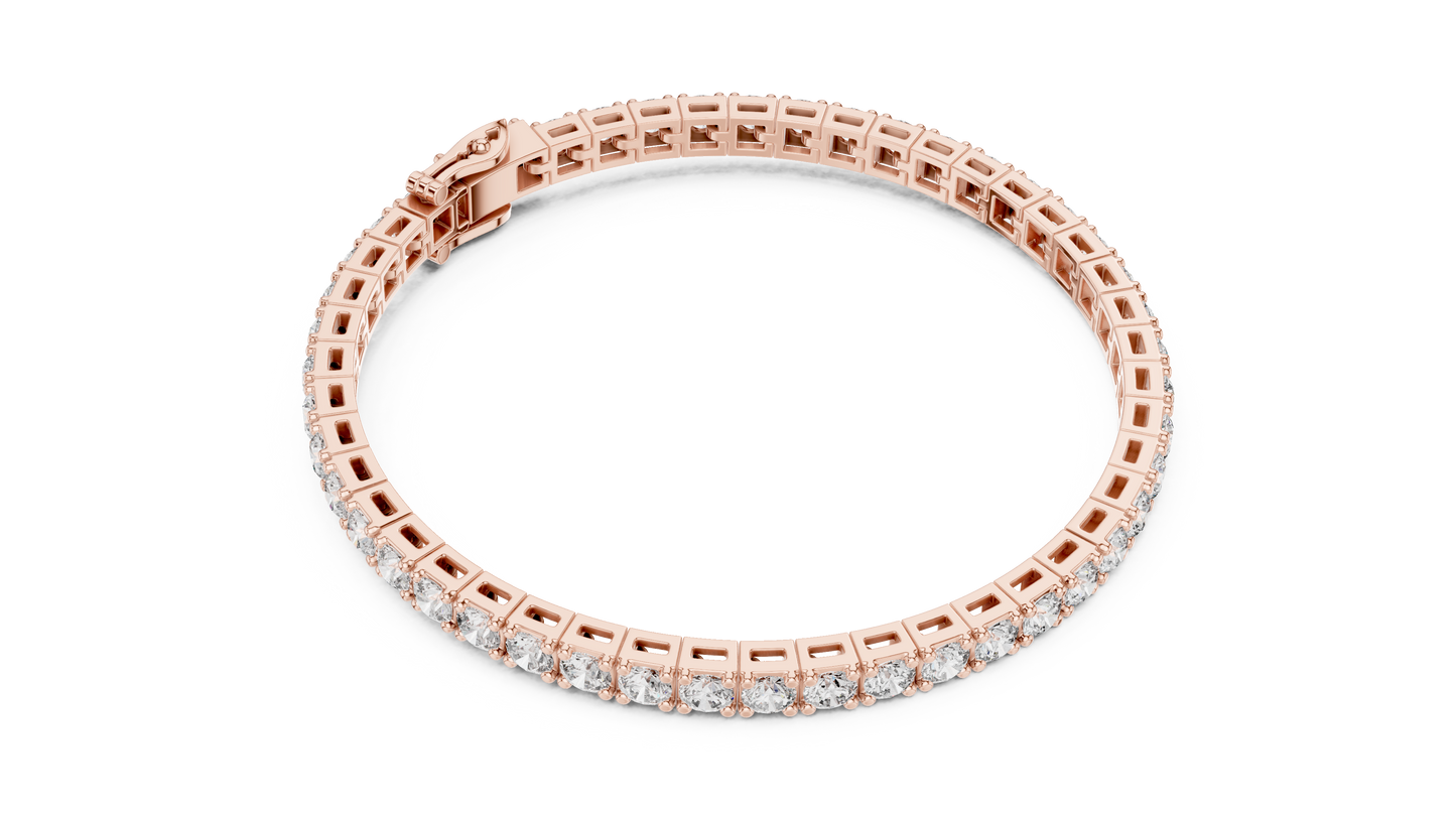 30 Pointer Round Diamond Tennis Bracelet in 14K Yellow Gold