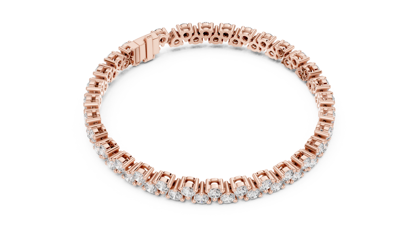 Classic Prong Set Round Cut Diamond Tennis Bracelet In Yellow Gold