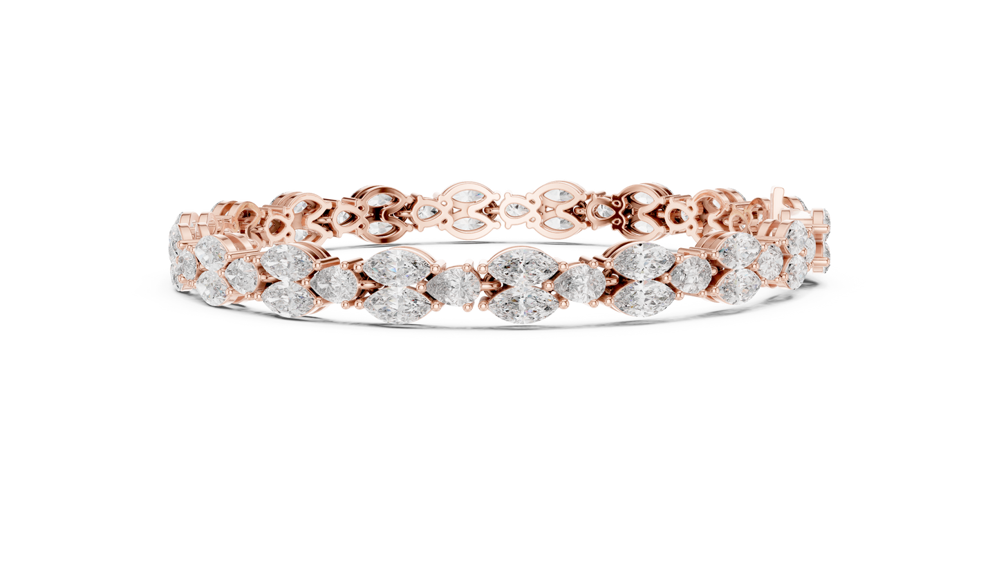 Marquise & Pear Diamond Cluster Tennis Bracelet in 14K Yellow Gold