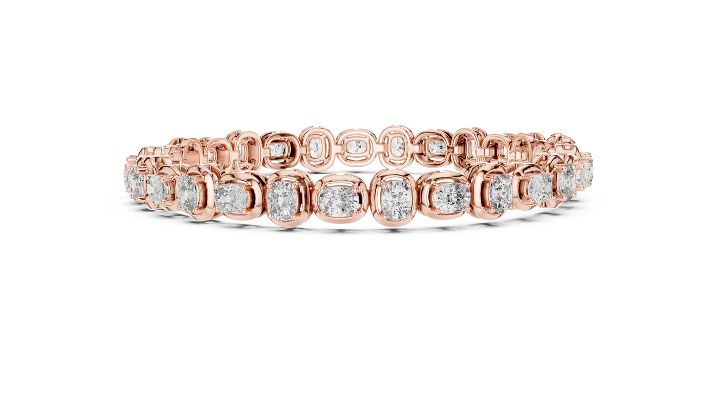 Gold Oval Diamond Tennis Bracelet – Bezel Set Luxury