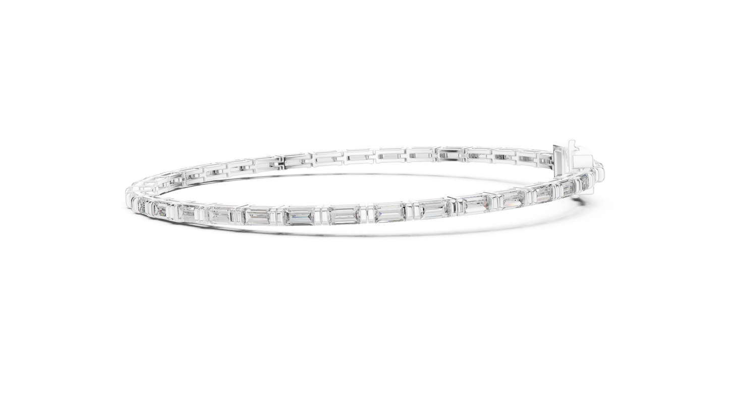 Men's Baguette Diamond Tennis Bracelet in 14K Rose Gold