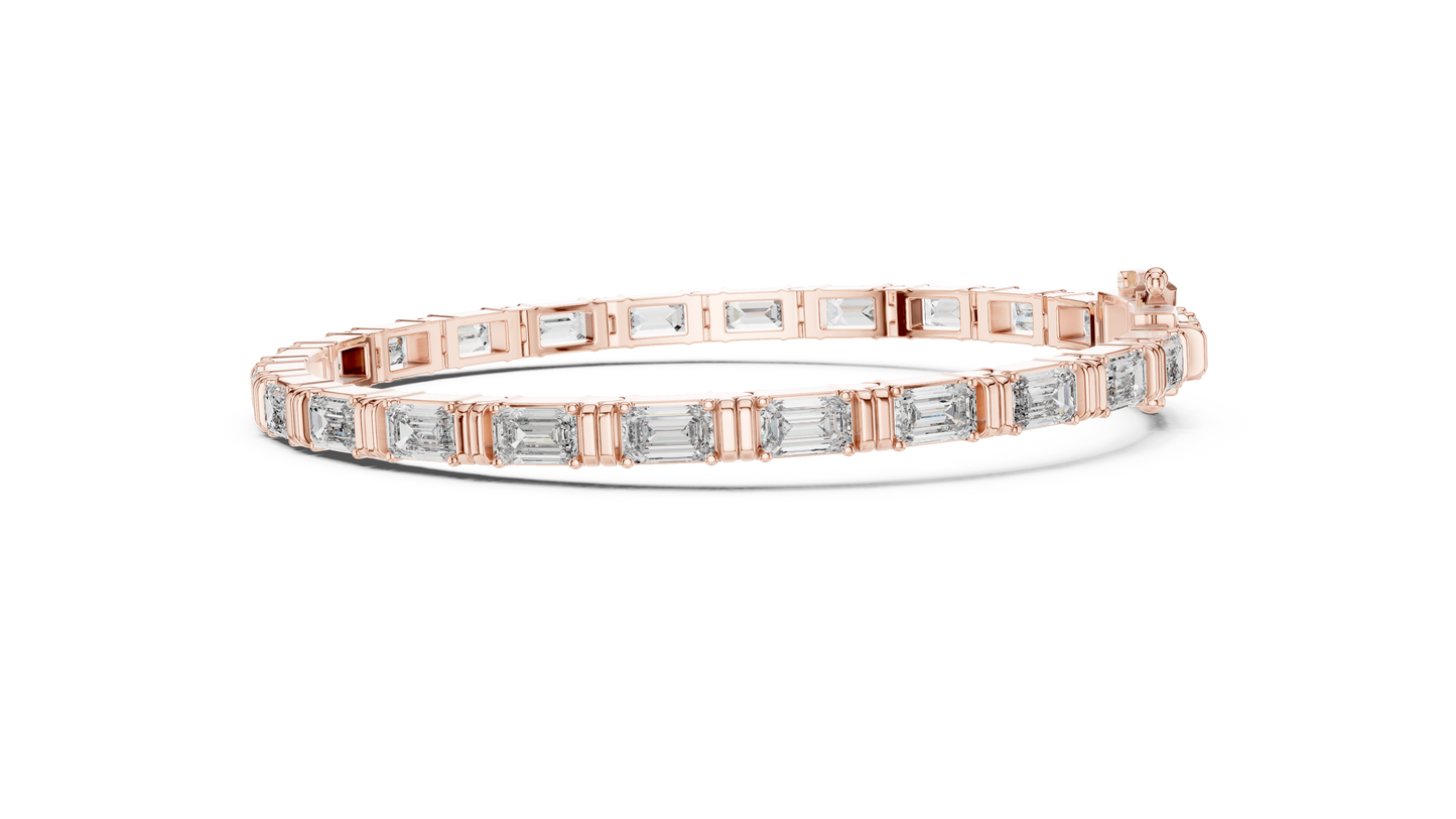 14K Yellow Gold Men's Emerald Cut Diamond Tennis Bracelet