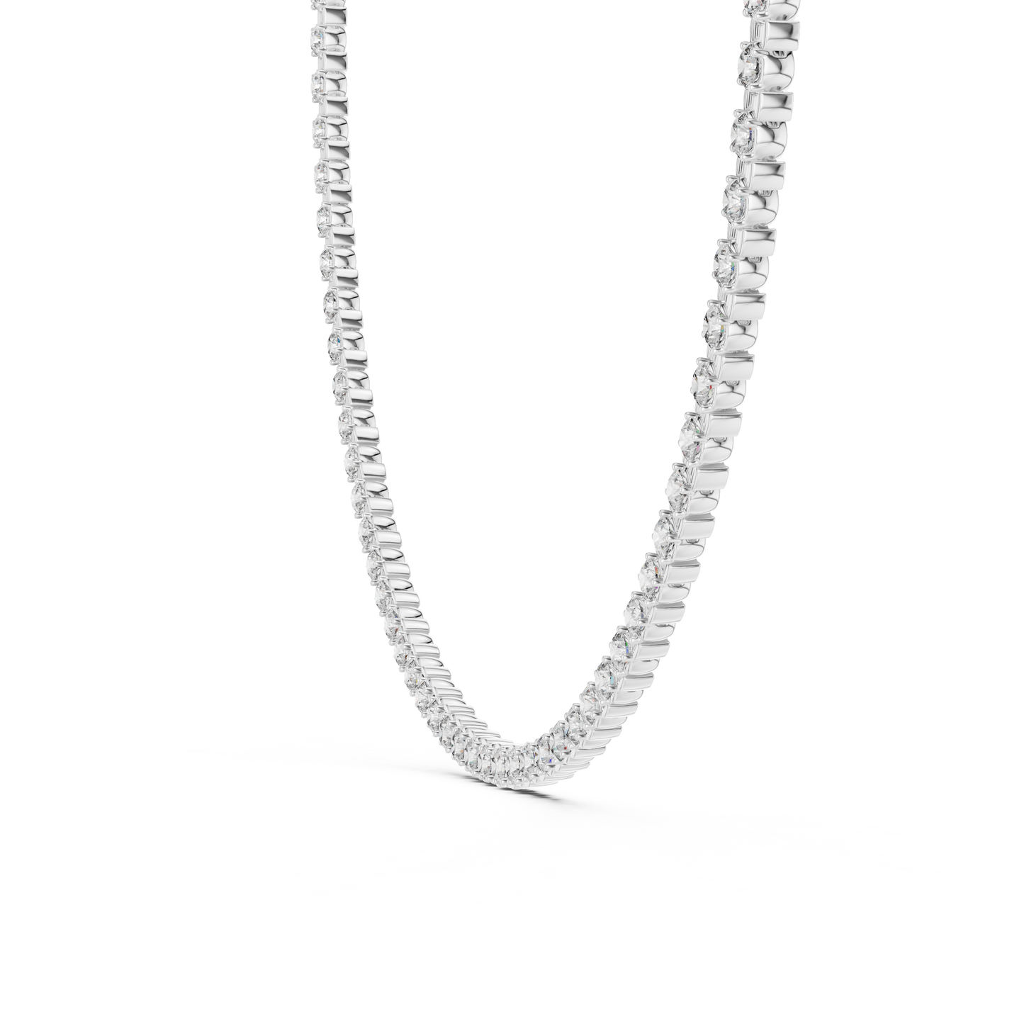 14 Pointer Round Lab Grown Diamond Tennis Necklace in Yellow Gold