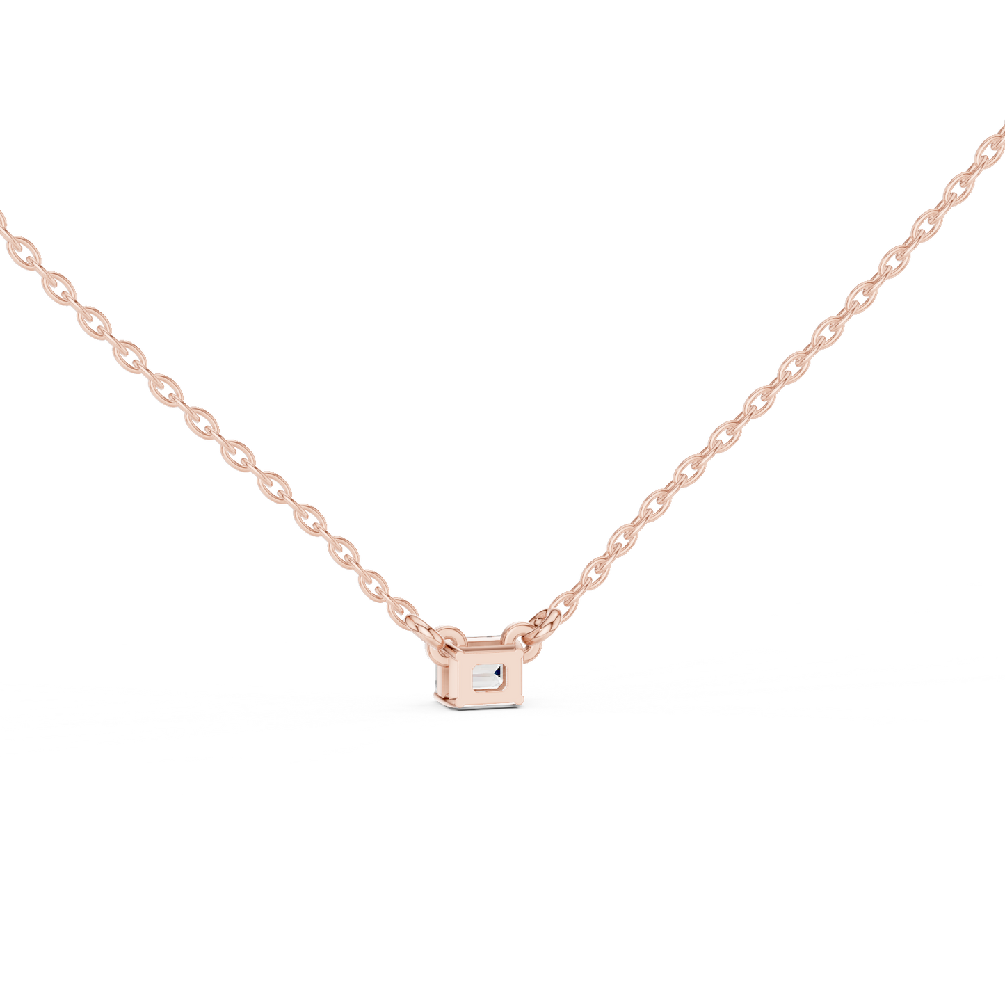 Emerald Cut Solitaire Lab Grown Diamond Pendant in White Gold