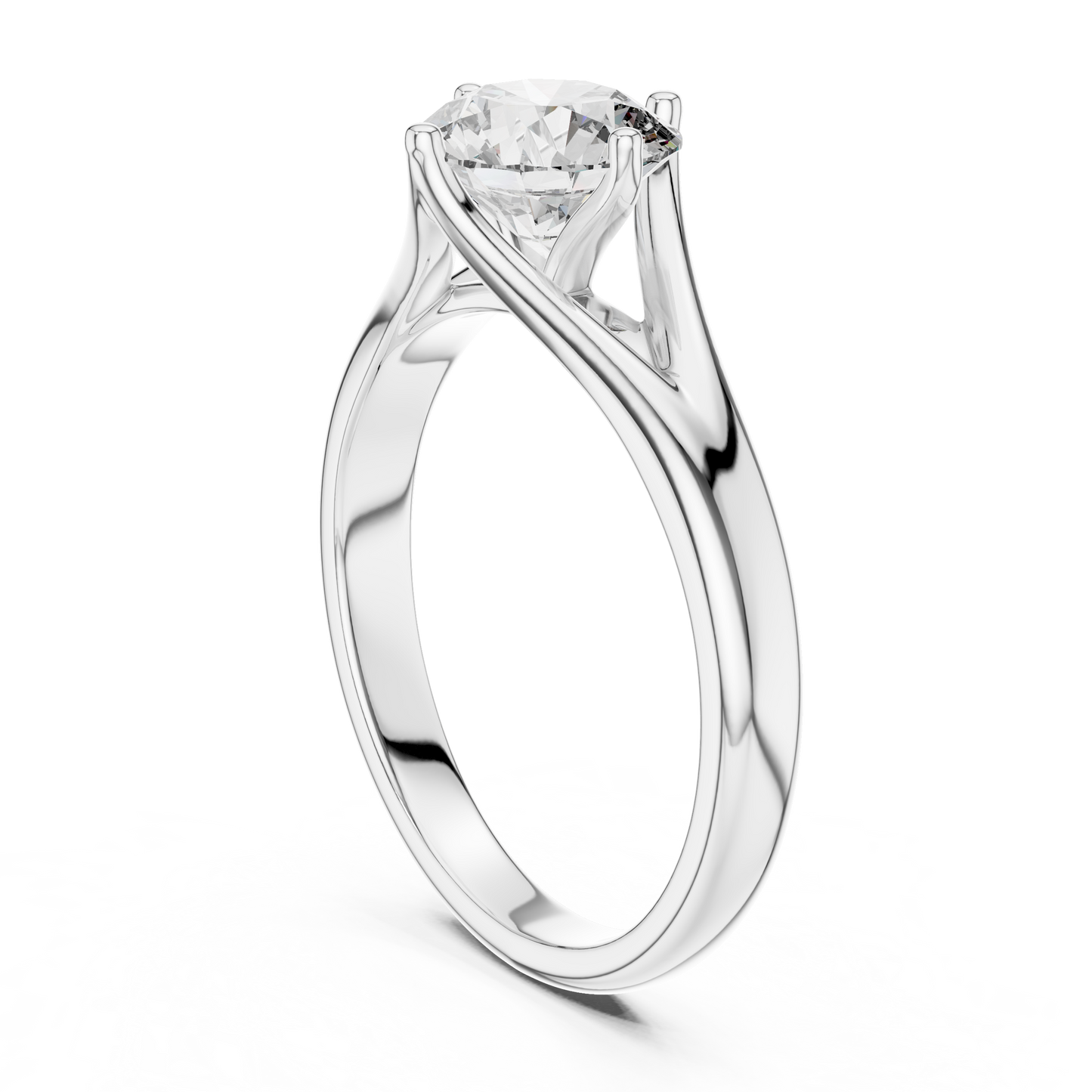 Round Solitaire Lab Grown Diamond Ring with Split Shank Rose Gold