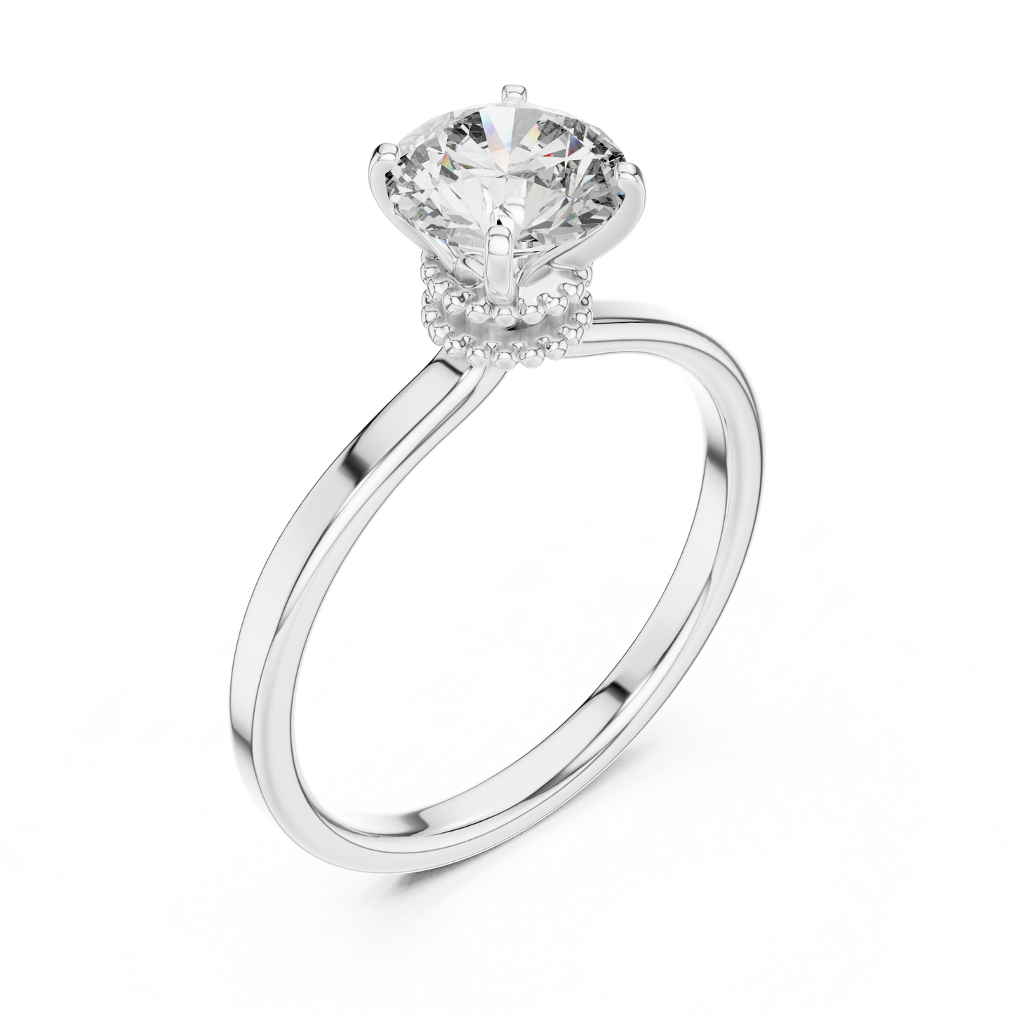 Round Cut Lab Grown Diamond Solitaire Engagement Ring in Rose Gold with Cathedral Setting