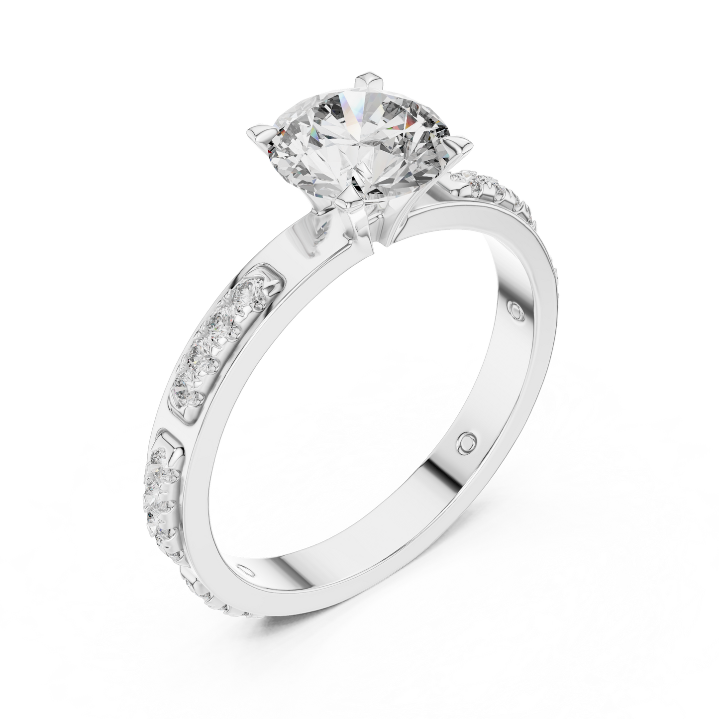 Round Cut Lab-Grown Diamond Engagement Ring with Channel-Set Side Accents in Rose Gold