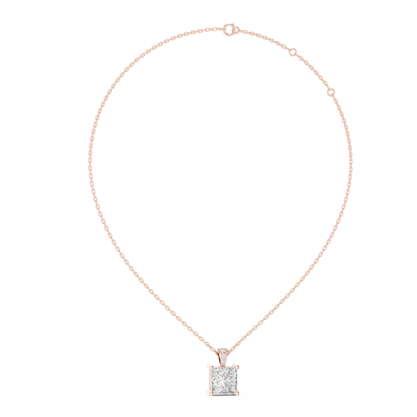 Princess Cut Lab-Grown Diamond Solitaire Pendant in 14K Yellow Gold