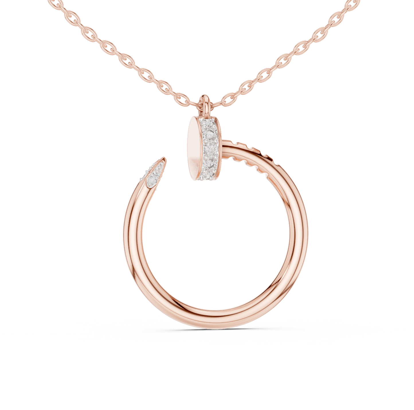 Delicate Open Circle Lab-Grown Diamond Pendant in Rose Gold