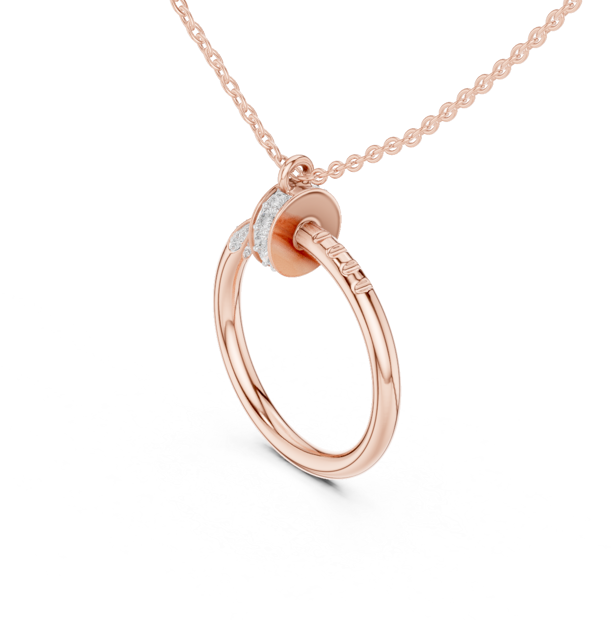 Delicate Open Circle Lab-Grown Diamond Pendant in Rose Gold