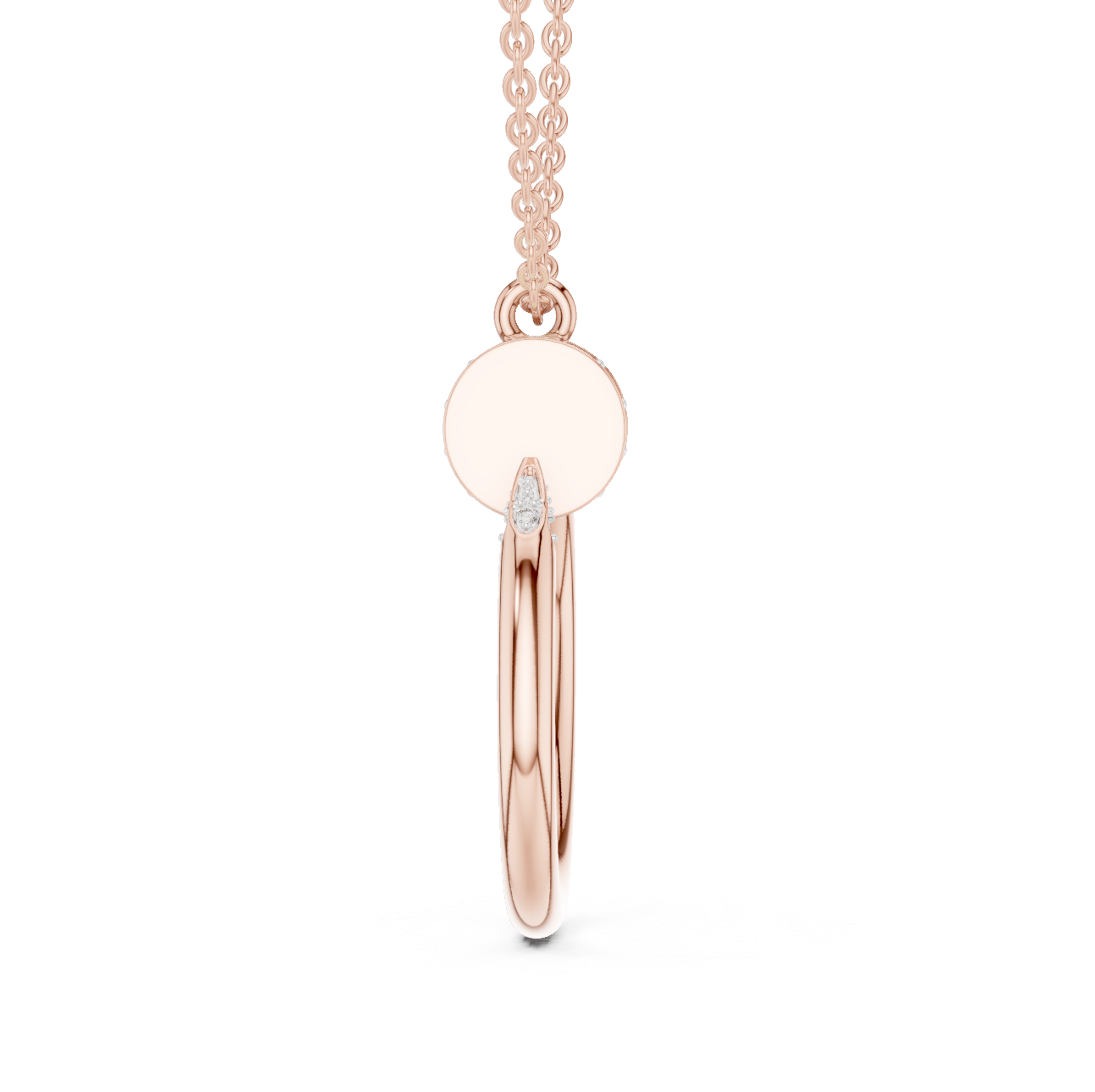 Delicate Open Circle Lab-Grown Diamond Pendant in Rose Gold