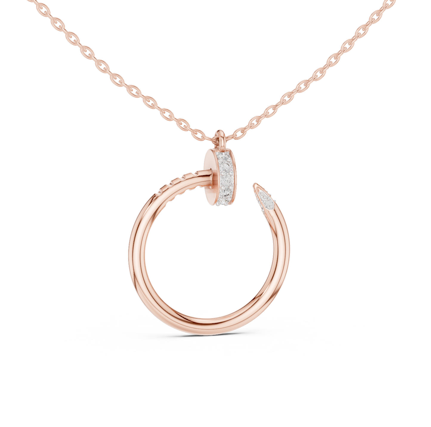 Delicate Open Circle Lab-Grown Diamond Pendant in Rose Gold