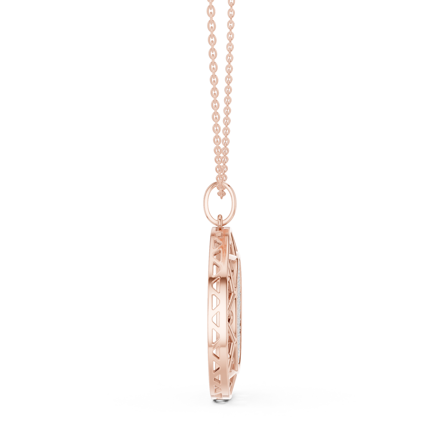 Geometric Circle Round Halo Lab-Grown Diamond Pendant 14K Yellow Gold
