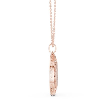 Geometric Circle Round Halo Lab-Grown Diamond Pendant 14K Yellow Gold