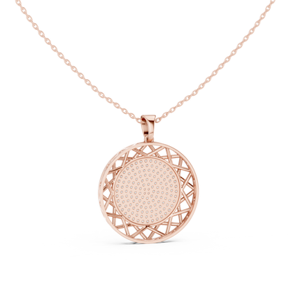 Geometric Circle Round Halo Lab-Grown Diamond Pendant 14K Yellow Gold