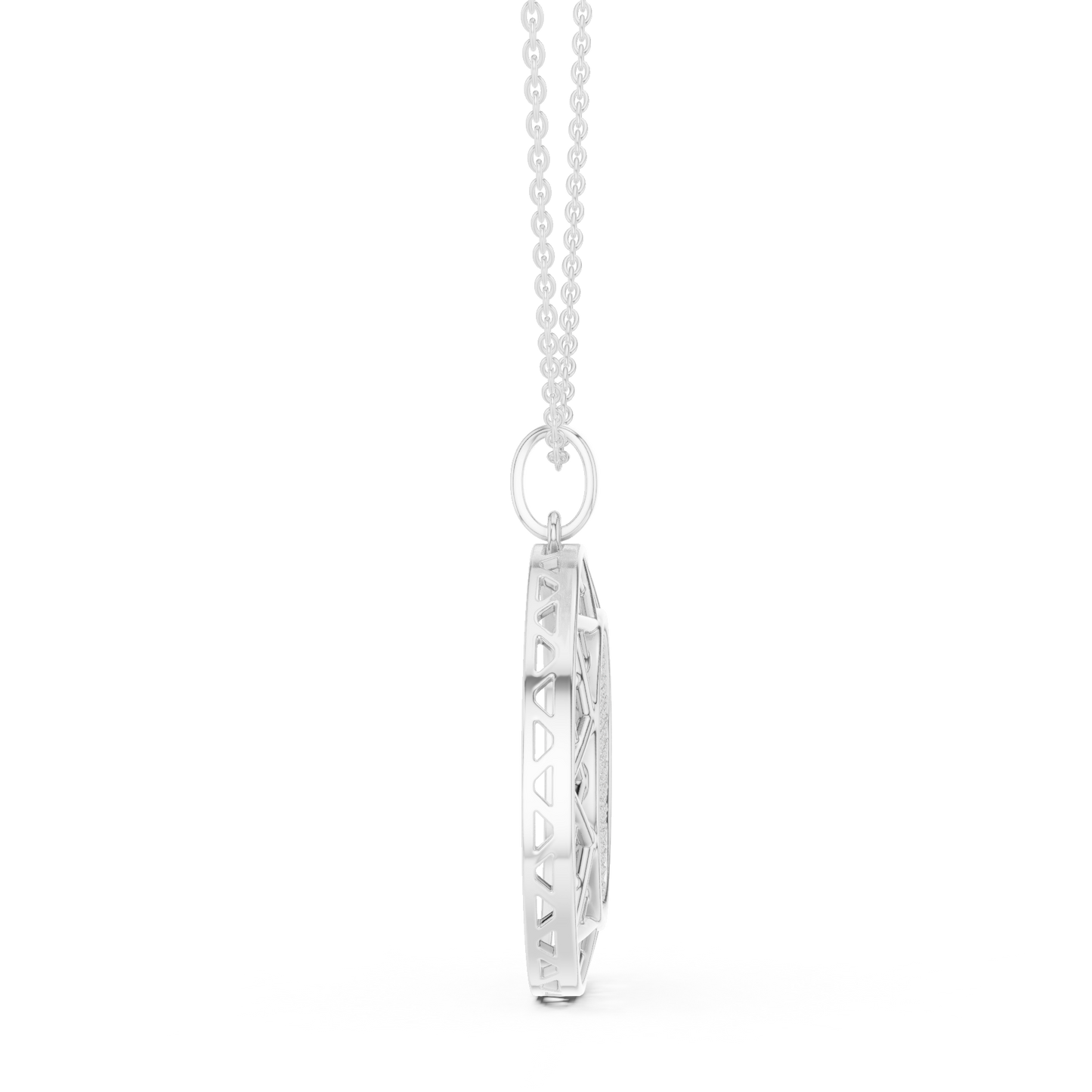 Geometric Circle Round Halo Lab-Grown Diamond Pendant 14K Yellow Gold