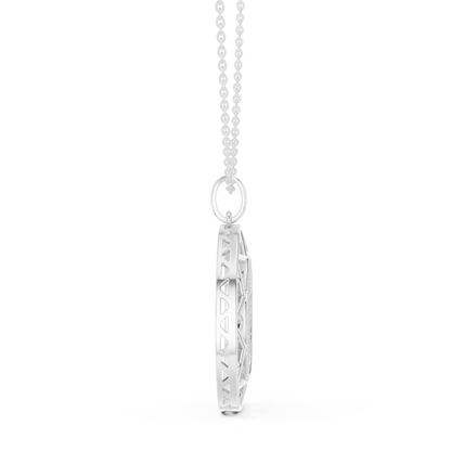Geometric Circle Round Halo Lab-Grown Diamond Pendant 14K Yellow Gold