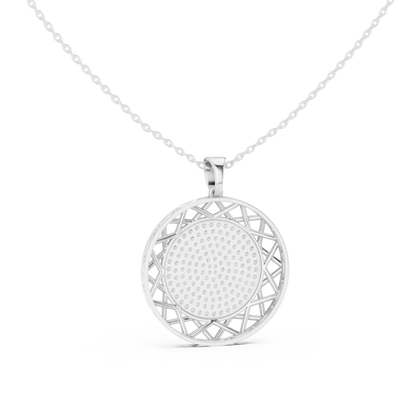 Geometric Circle Round Halo Lab-Grown Diamond Pendant 14K Yellow Gold
