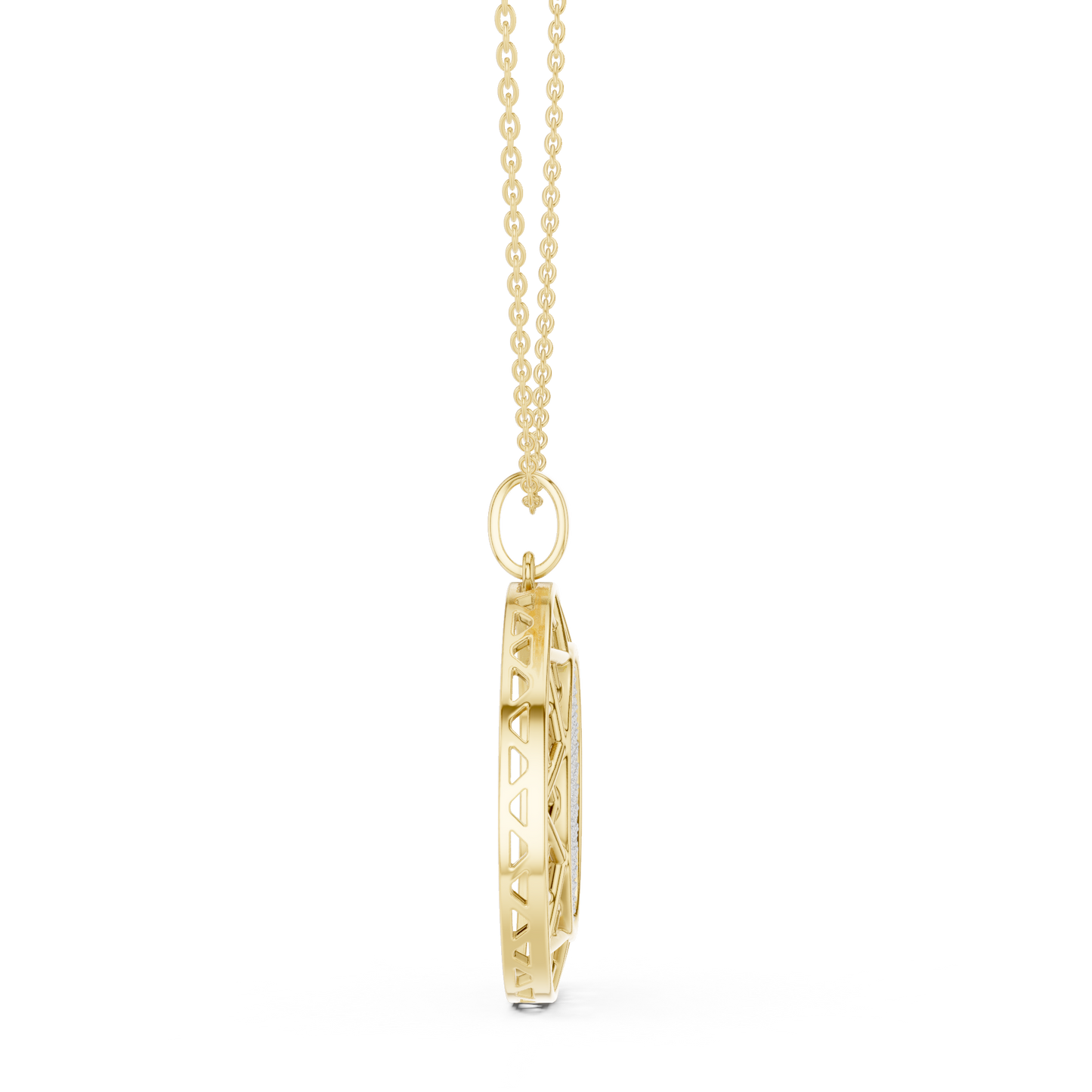 Geometric Circle Round Halo Lab-Grown Diamond Pendant 14K Yellow Gold