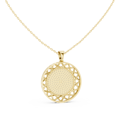 Geometric Circle Round Halo Lab-Grown Diamond Pendant 14K Yellow Gold