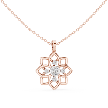 Casual Flower Lab Grown Diamond Pendant in Rose Gold