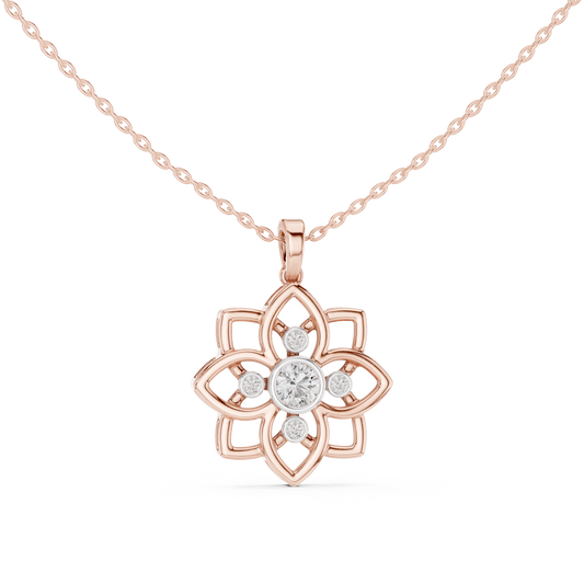 Casual Flower Lab Grown Diamond Pendant in Rose Gold