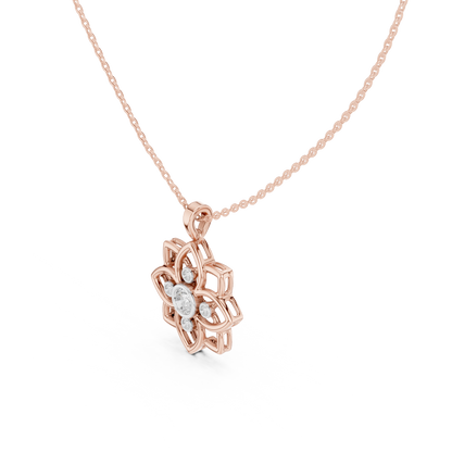 Casual Flower Lab Grown Diamond Pendant in Rose Gold