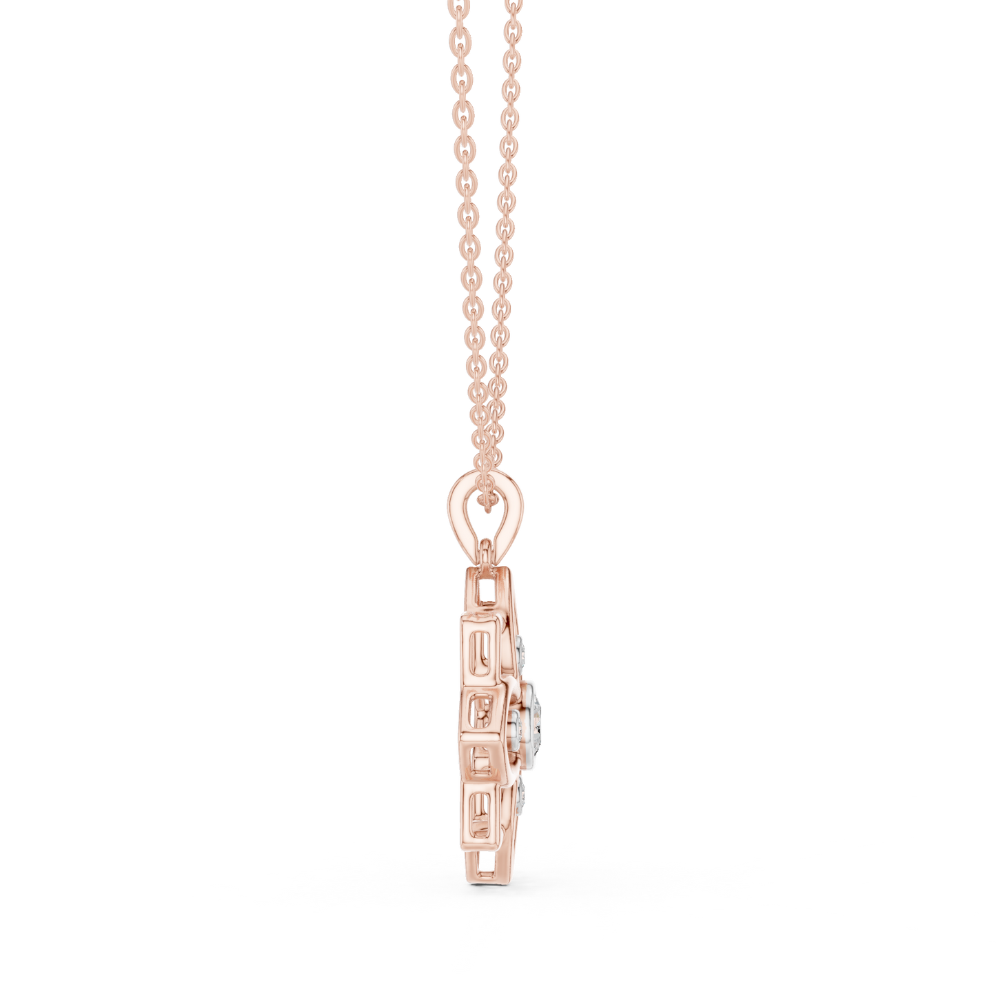 Casual Flower Lab Grown Diamond Pendant in Rose Gold