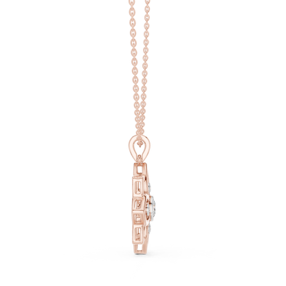 Casual Flower Lab Grown Diamond Pendant in Rose Gold