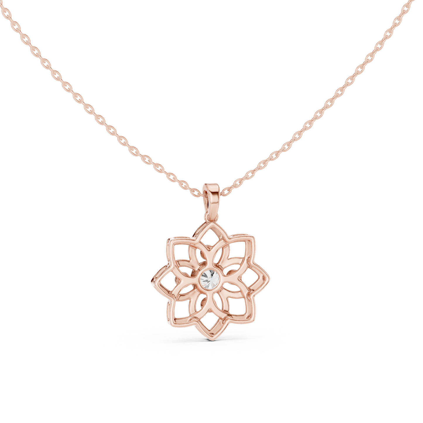 Casual Flower Lab Grown Diamond Pendant in Rose Gold