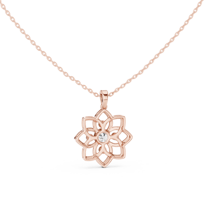 Casual Flower Lab Grown Diamond Pendant in Rose Gold
