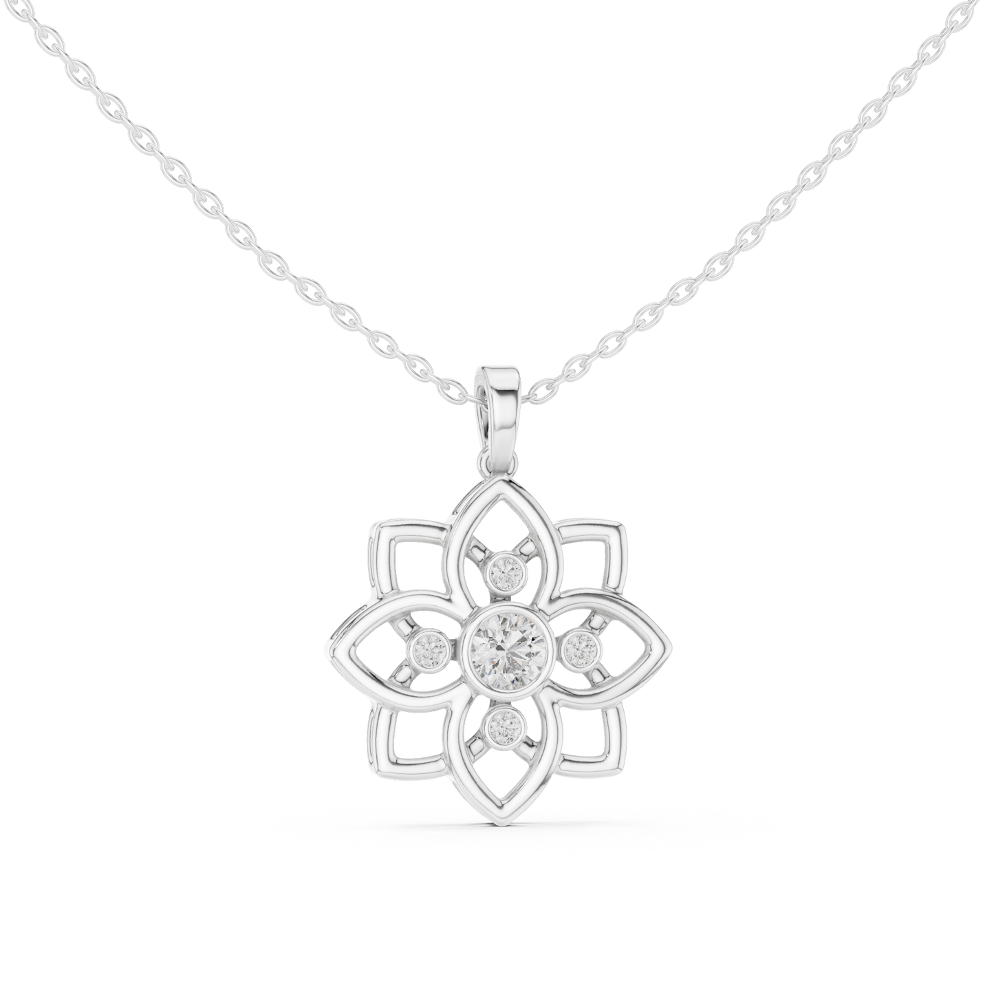 Casual Flower Lab Grown Diamond Pendant in Rose Gold
