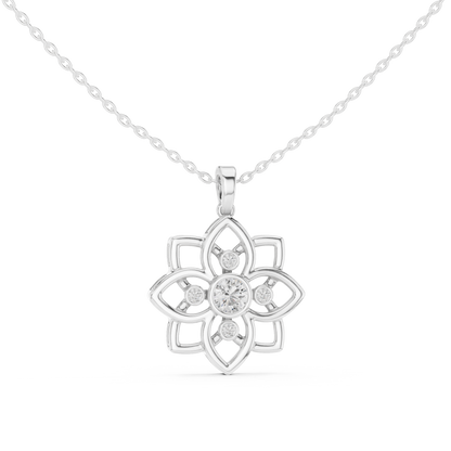 Casual Flower Lab Grown Diamond Pendant in Rose Gold