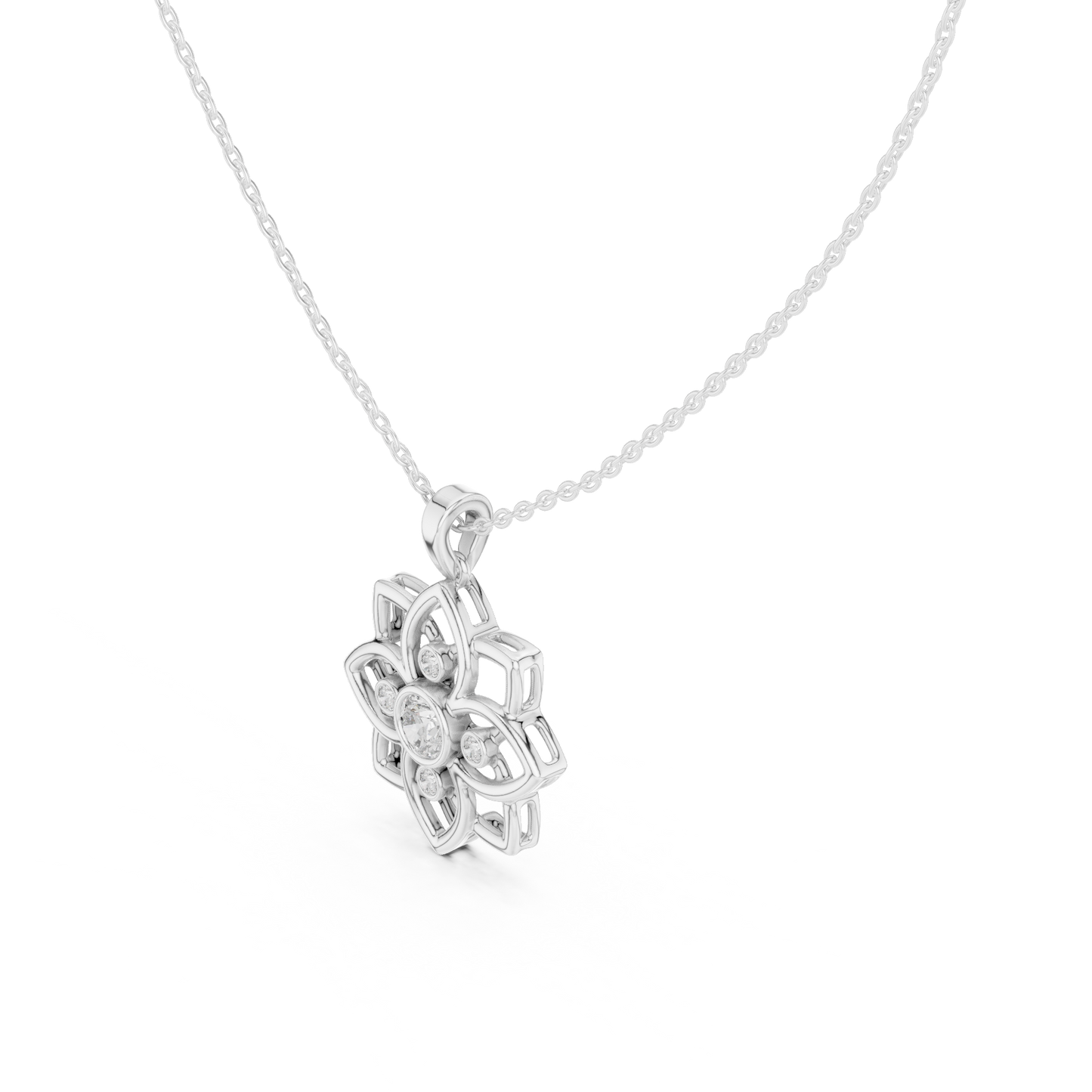 Casual Flower Lab Grown Diamond Pendant in Rose Gold