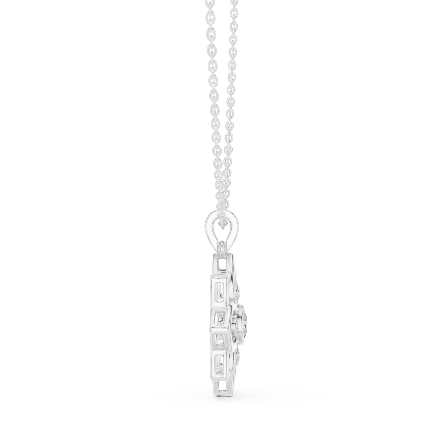 Casual Flower Lab Grown Diamond Pendant in Rose Gold