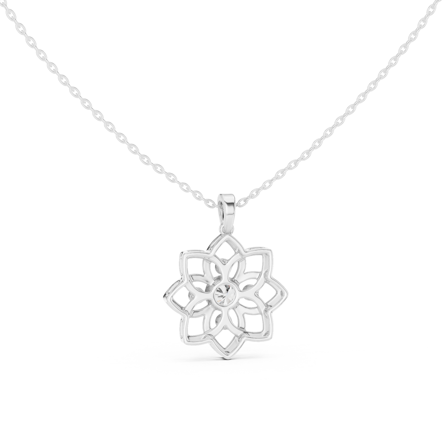 Casual Flower Lab Grown Diamond Pendant in Rose Gold