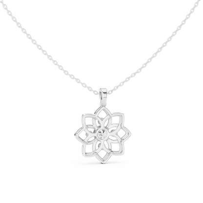 Casual Flower Lab Grown Diamond Pendant in Rose Gold