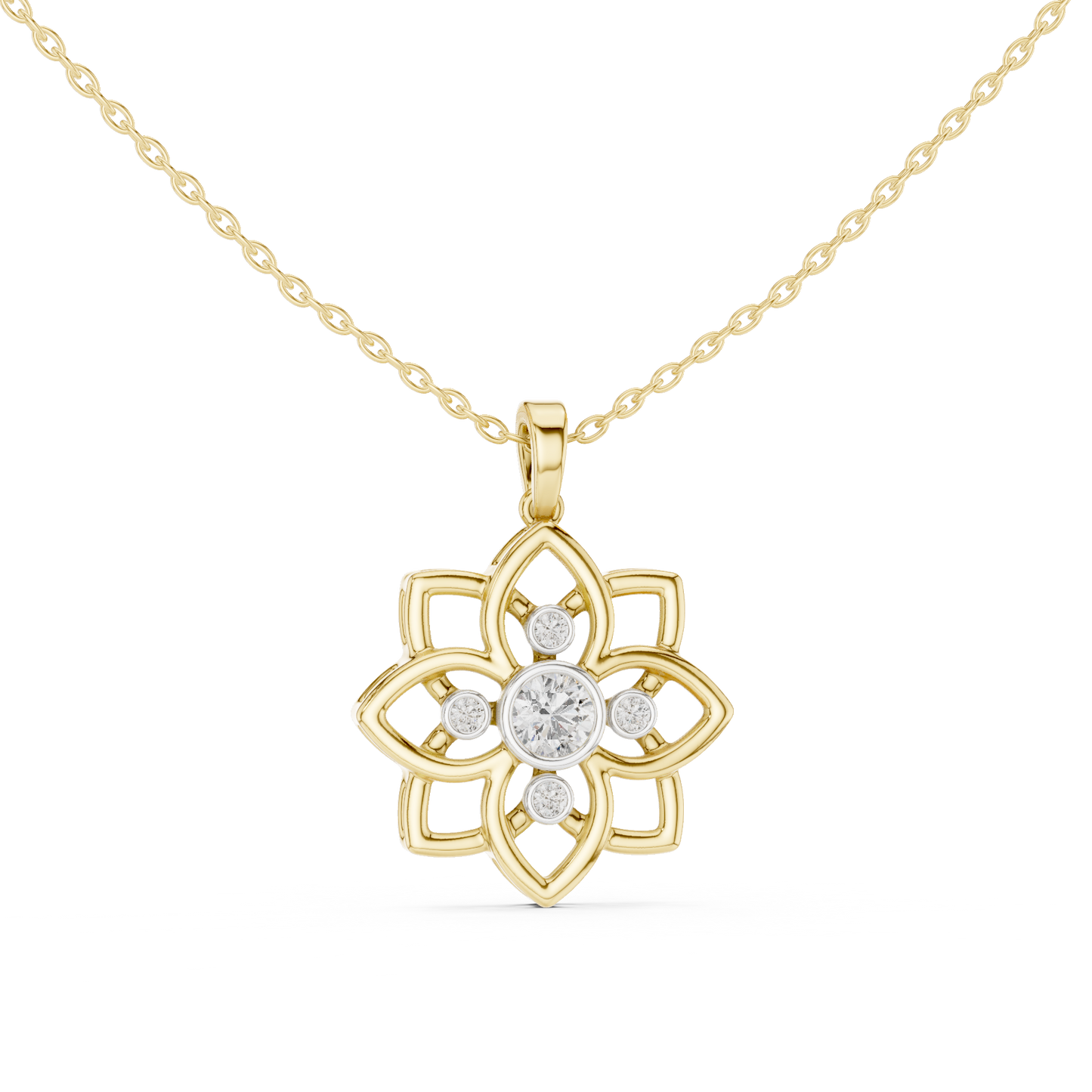 Casual Flower Lab Grown Diamond Pendant in Rose Gold