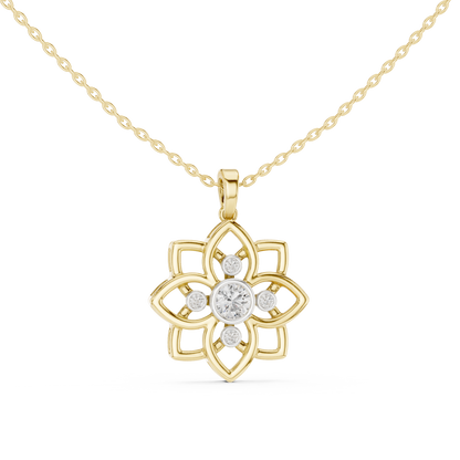 Casual Flower Lab Grown Diamond Pendant in Rose Gold