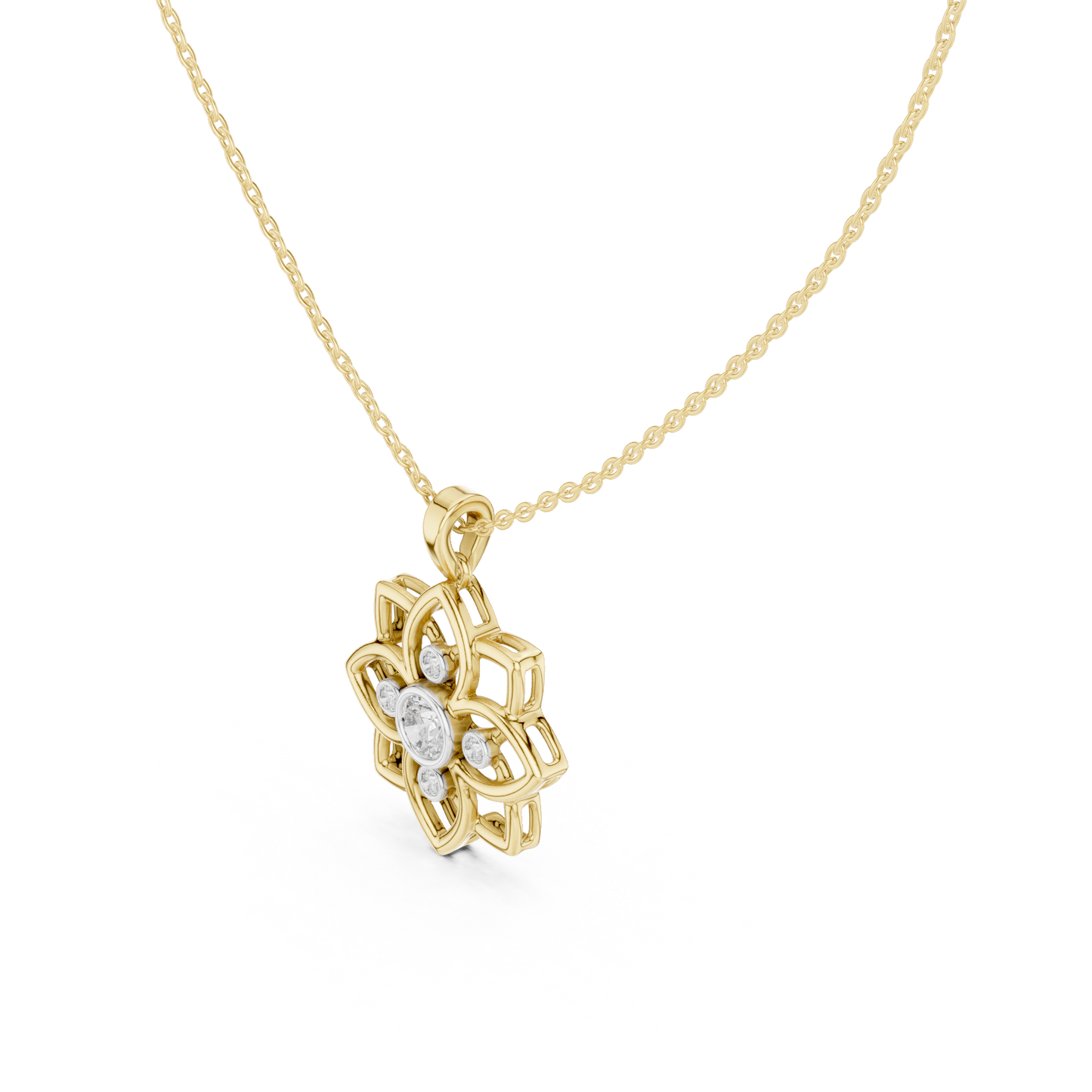 Casual Flower Lab Grown Diamond Pendant in Rose Gold