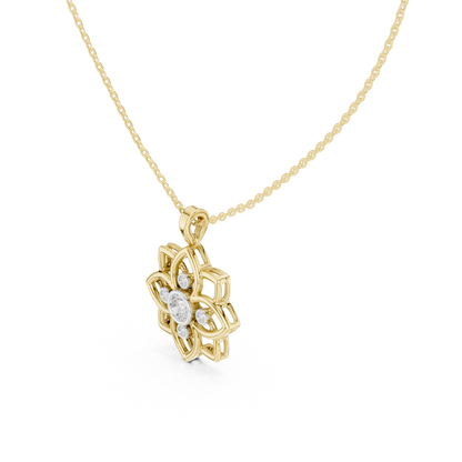 Casual Flower Lab Grown Diamond Pendant in Rose Gold