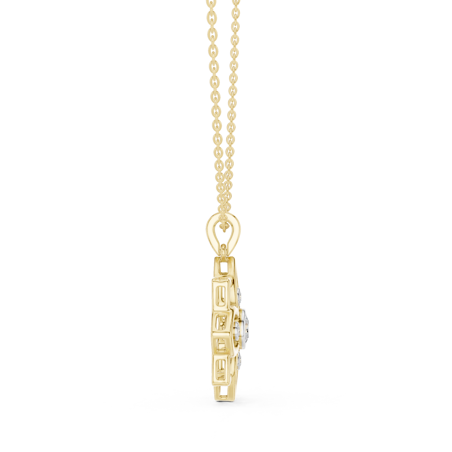 Casual Flower Lab Grown Diamond Pendant in Rose Gold