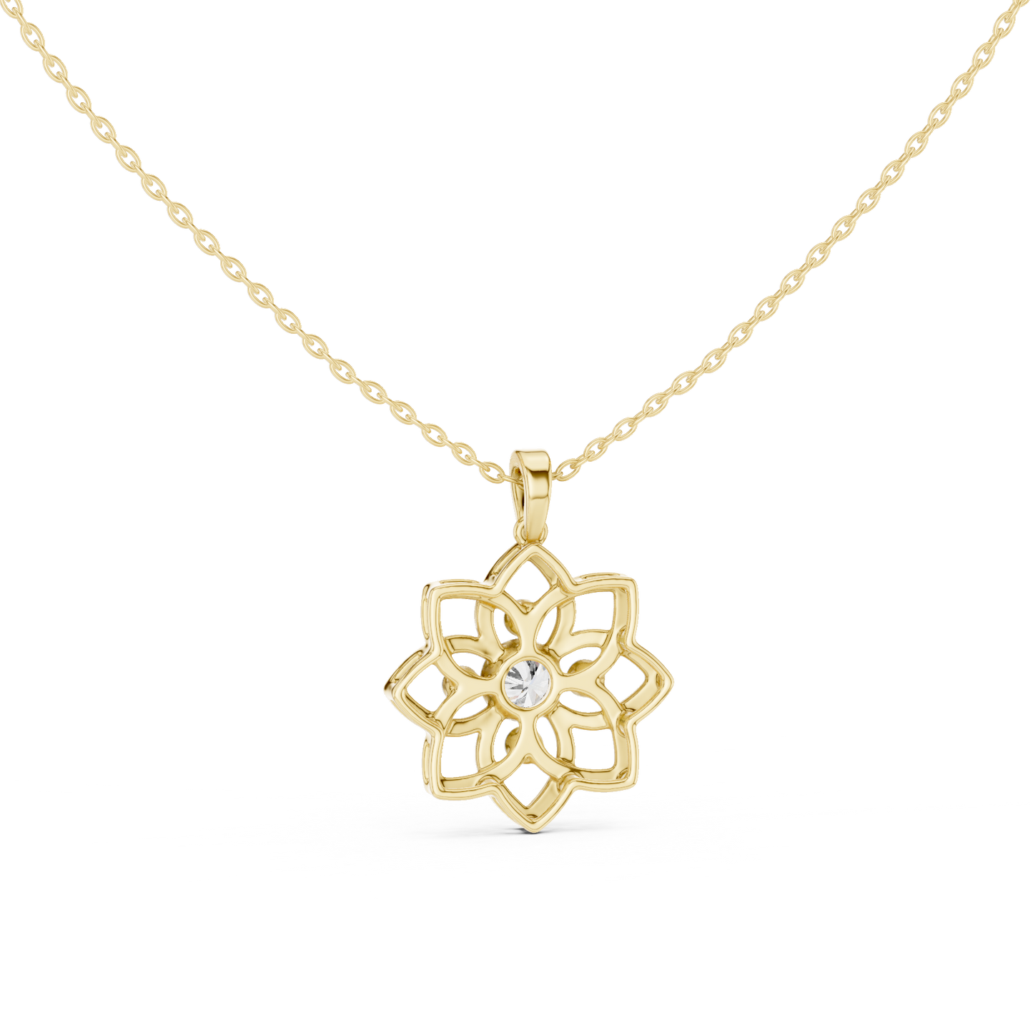Casual Flower Lab Grown Diamond Pendant in Rose Gold