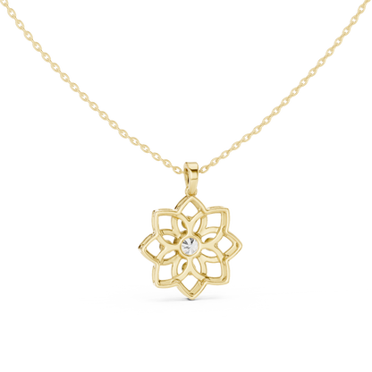 Casual Flower Lab Grown Diamond Pendant in Rose Gold