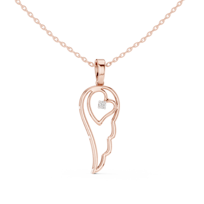 Casual Angel Wing Lab Grown Diamond Pendant in Rose Gold