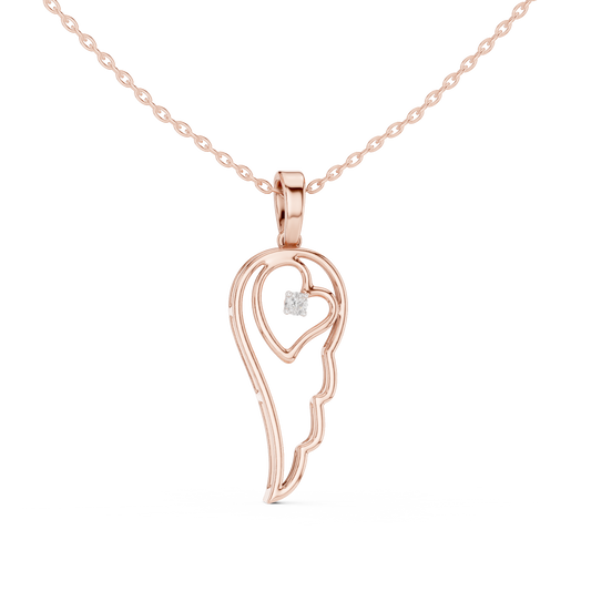 Casual Angel Wing Lab Grown Diamond Pendant in Rose Gold
