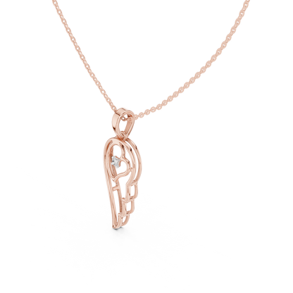 Casual Angel Wing Lab Grown Diamond Pendant in Rose Gold